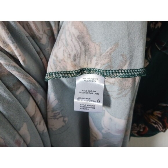 Fortune + Ivy Womens Floral Maxi Dress Faux Wrap V Neck Knit Stretch Green L - Picture 6 of 8